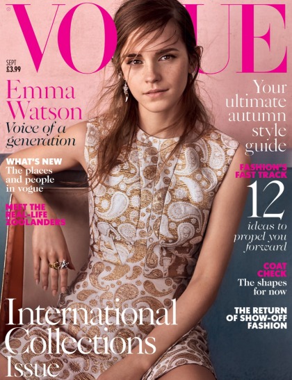 Emma Watson is declared the 'voice of a generation' on the cover of Vogue UK