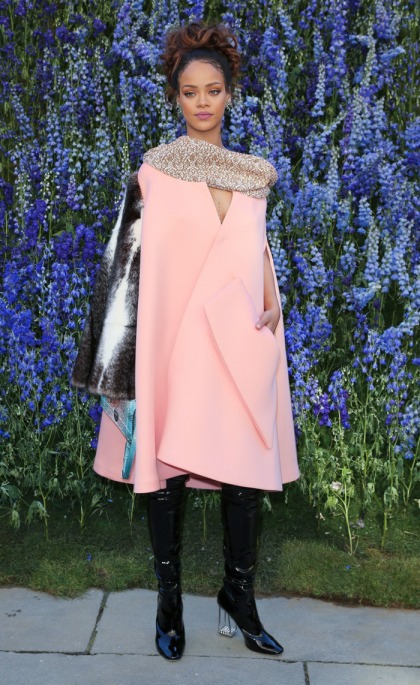 Rihanna wore a giant pink Dior poncho at Paris Fashion Week: funny or fierce?