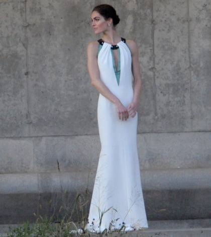 Hilary Rhoda's ivory & green Carolina Herrera wedding gown: fab or fug'