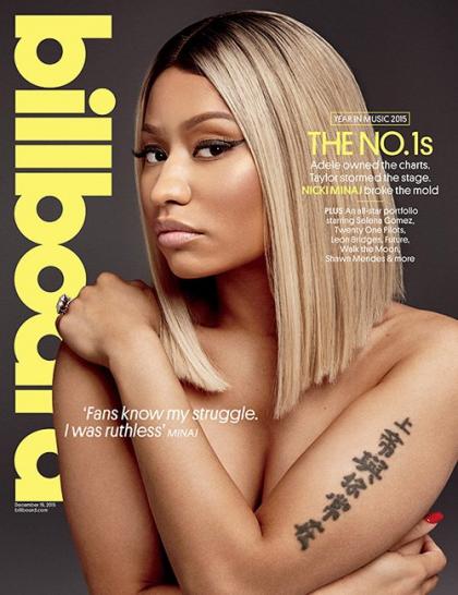 Nicki Minaj Goes Topless For Billboard Year in Music 2015 Issue