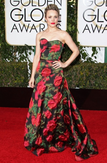Rachel McAdams in floral Lanvin at the Golden Globes: 80s wallpaper or pretty?