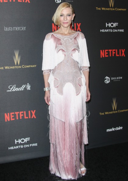 Cate Blanchett in Givenchy at the Golden Globes: Old West saloon lampshade?