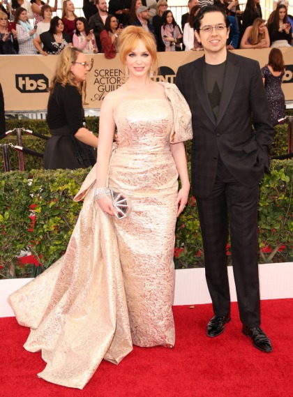 Christina Hendricks in Christian Siriano at the SAGs: overly brocaded or fine?