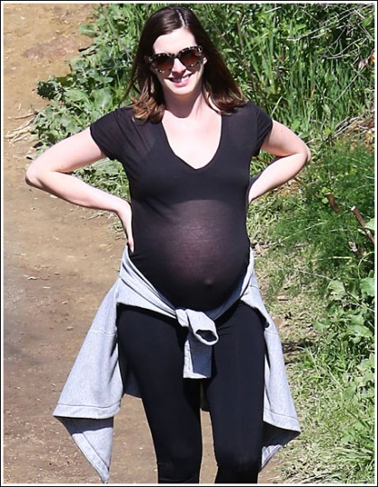 Pregnant Anne Hathaway Busting Out Big Time In A Skimpy Shirt Pregnant Anne Hathaway Busting Out Big Time In A Skimpy Shirt
