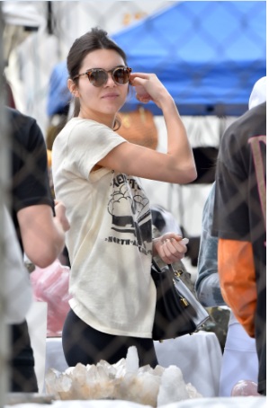 Kendall Jenner Black Leggings at the Flea Market