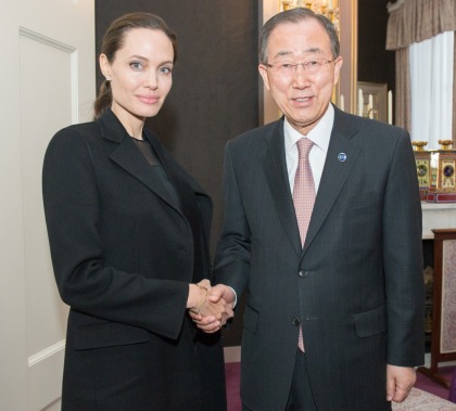 Angelina Jolie attends a session at The Hague for Trust Fund for Victims