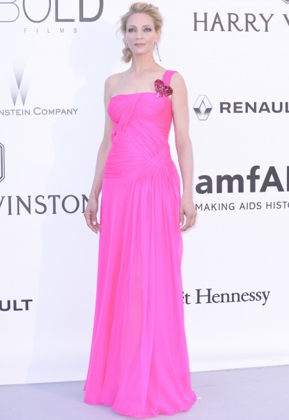 Uma Thurman in pink Schiaparelli at the Cannes amfAR gala: meh or amazing?