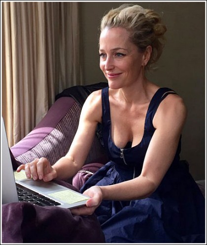 Gillian Anderson Drops Some Serious Cleavage Gillian Anderson Drops Some Serious Cleavage