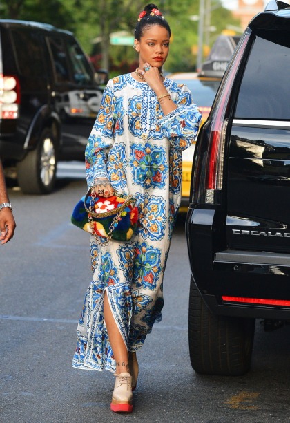 Rihanna's street style: are you feeling her '70s-style Dolce & Gabbana caftan'