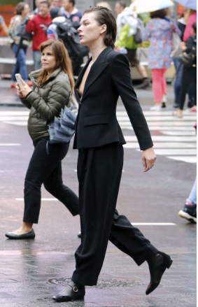 Milla Jovovich Nipple Slips at Vogue Photoshoot in New York