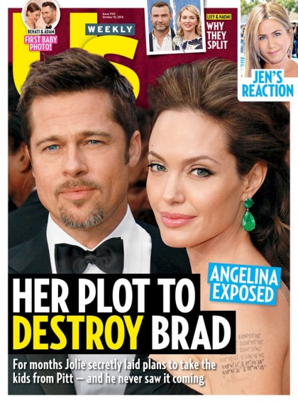 Us Weekly: Brad Pitt caused damage to a plane, but Angelina's still an icy bitch Us Weekly: Brad Pitt caused damage to a plane, but Angelina's still an icy bitch