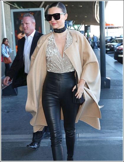 Miranda Kerr Gets Leggy In Skin-Tight Leather Pants Miranda Kerr Gets Leggy In Skin-Tight Leather Pants