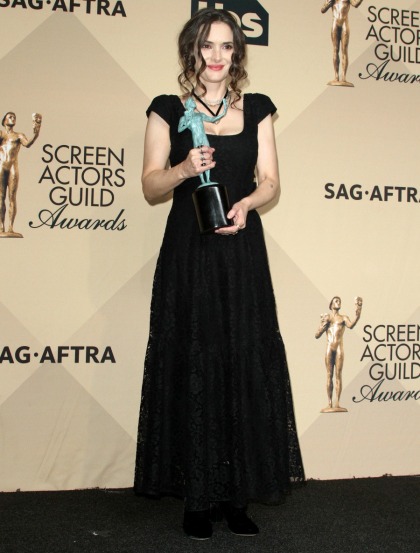 Winona Ryder in Ryan Roche at the SAGs: old-school or just boring?