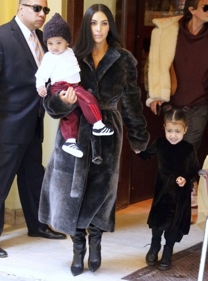 Kim Kardashian got pap?d in NYC with adorable Saint & North yesterday