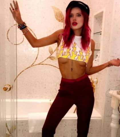 Bella Thorne's Underboob, Lingerie, Swimsuit And Tongue Action