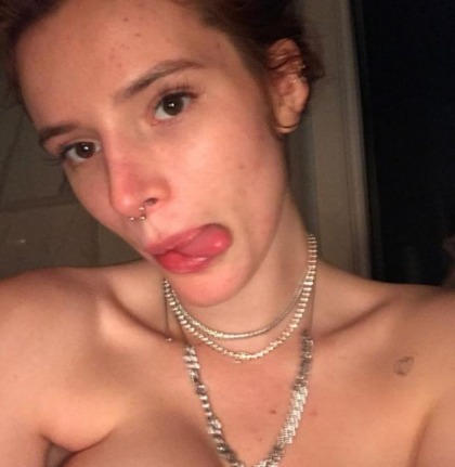 Bella Thorne's Topless Tongue Action
