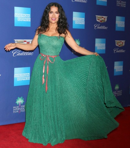 Salma Hayek in Gucci at the Palm Springs film festival: gorgeous in green?
