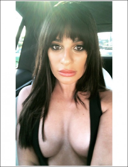 Lea Michele Busting Out Her Sexy Braless Cleavage Like Bananas' WOW! Lea Michele Busting Out Her Sexy Braless Cleavage Like Bananas' WOW!