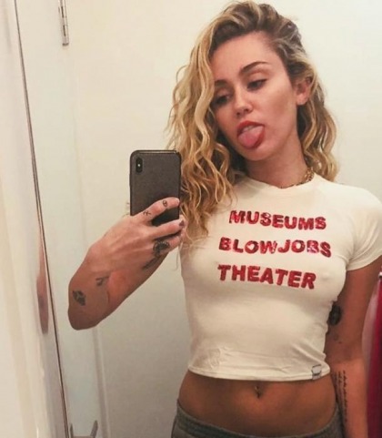 Miley Cyrus' Shirt Is Inviting.