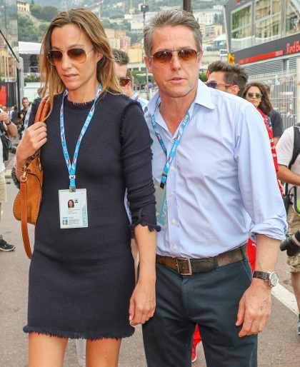 Hugh Grant married Anna Eberstein, they honeymooned at the Formula One race