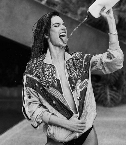 Alessandra Ambrosio's Face Gets Squirted On