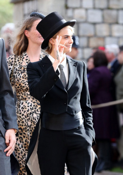 Cara Delevingne wore a top hat and tails to Eugenie's wedding, as one does