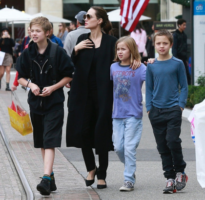 Angelina Jolie went Christmas shopping at the Grove with Knox, Vivienne & Shiloh