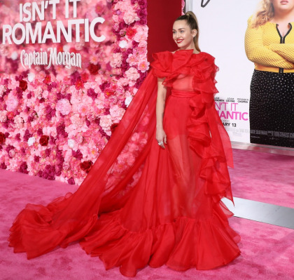 Miley Cyrus in Valentino at the 'Isn't It Romantic' premiere: dramatic & high-fashion'