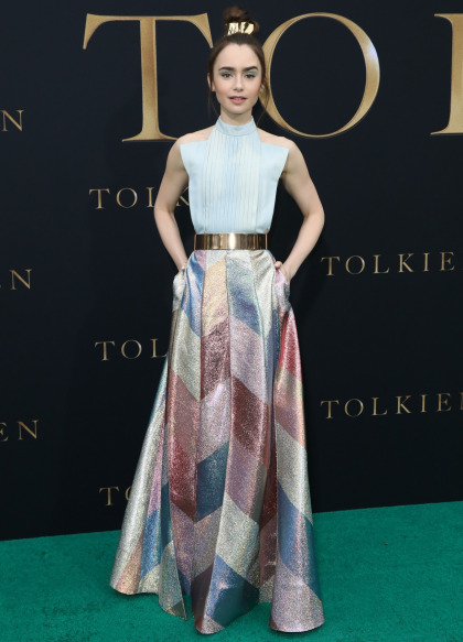 Lily Collins in Ronald Van Der Kemp at the LA 'Tolkien' premiere: cute or blah'
