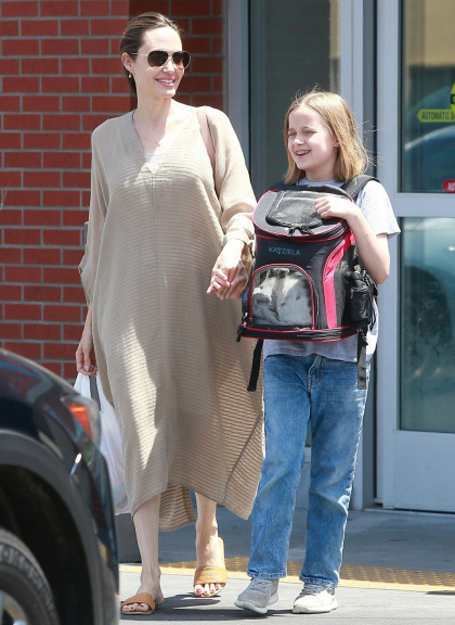 Angelina Jolie stepped out in another sack dress & picked up another bunny at Petco