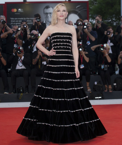Cate Blanchett in Armani at the Venice Film Festival: stiff & unflattering?