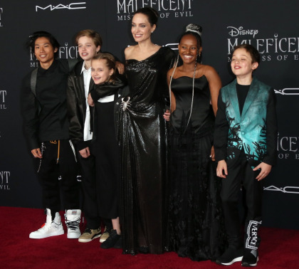 Angelina Jolie wore Versace, brought five kids to the 'Maleficent' premiere
