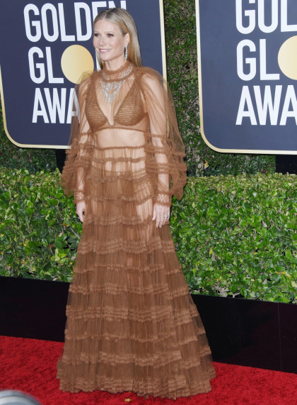 Gwyneth Paltrow wore ruffled, sheer Fendi to the Golden Globes: tacky & cheap?