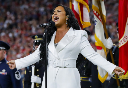 Demi Lovato sang the anthem at the Super Bowl while Beyonce & Jay-Z sat