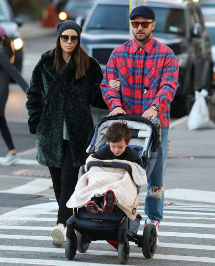Justin Timberlake & Jessica Biel step out with son Silas in New York