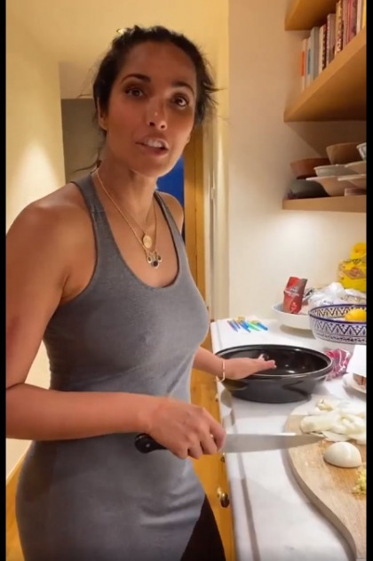 Padma Lakshmi was criticized for going braless in her own kitchen in an IG video