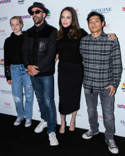 Angelina Jolie attends 'Paper and Glue: A JR Project' premiere with Shiloh & Pax