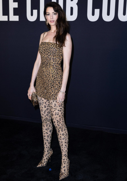 Anne Hathaway wore head-to-toe Valentino leopard print at Paris Fashion Week