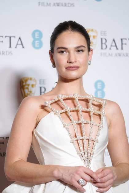 Lily James in Tamara Ralph at the BAFTAs: weird but kind of cool?