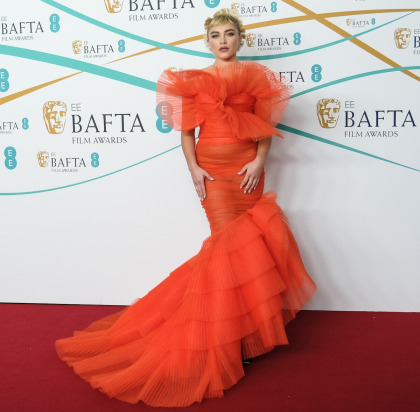 Florence Pugh wore custom Nina Ricci at the BAFTAs: orange you glad she did???